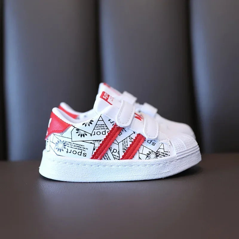 Children's Sneakers Kids Fashion Design White Non-slip Casual Shoes Boys Girls Hook Breathable Sneakers Toddler Outdoor Shoes