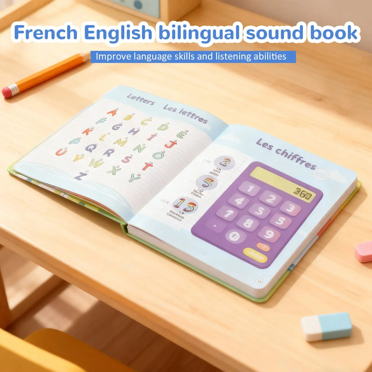 French English Bilingual Sound Book Early Learning Interactive Sound Book Educational  for Children Ages 3-8 Sound Book