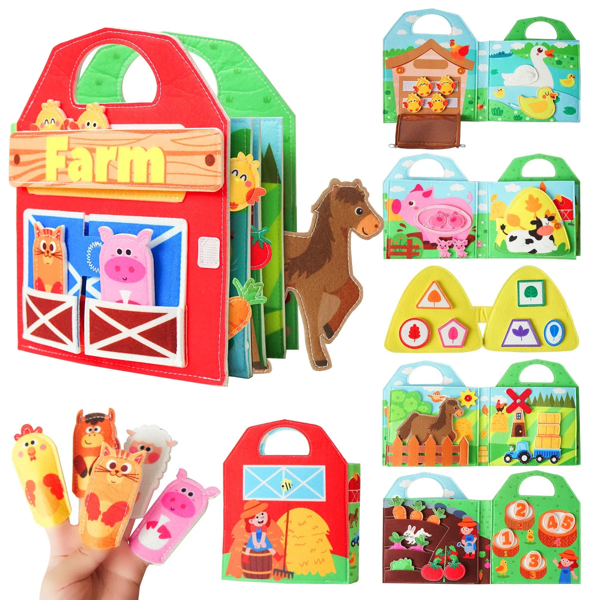 Busy Board 1 Year Old - Farm Animals Quiet Busy Book for Toddlers Aged 1-3-Montessori Toys for Boys and Girls, Learning Activiy