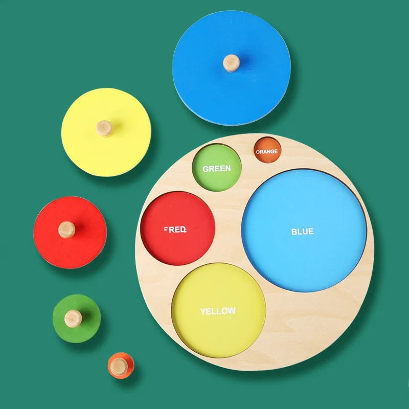 Montessori Wooden Shape Puzzle for Babies – Color & Geometry Learning Board