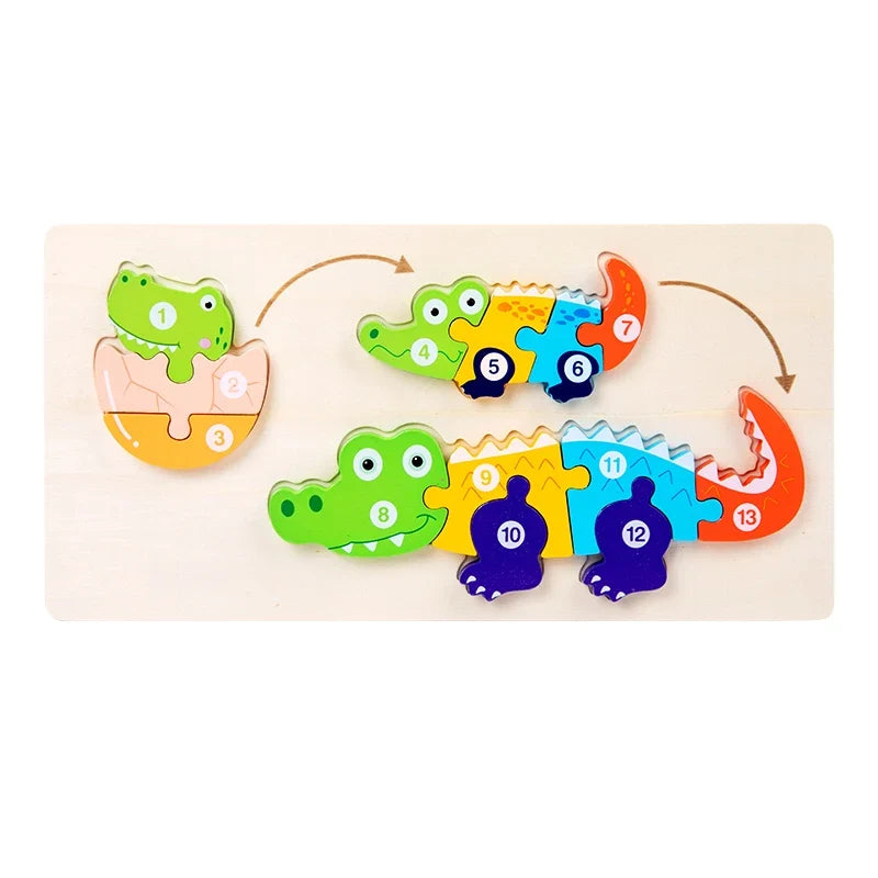 Baby Toy Wooden 3D Puzzle Toys Life cycle puzzle Cartoon Jigsaw For Children Baby Early Education Intelligence for Kids